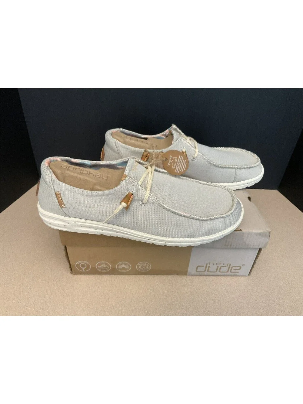 New! Womens Hey Dude Wendy Eco Sox Cloud Slip On Comfort Shoes. Size 12. Nice!